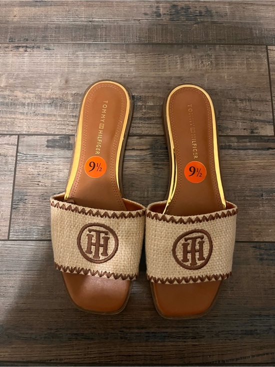 Tommy Hilfiger Shoes - Tommy Hilfiger Beige and Brown Raffia Slide Mules